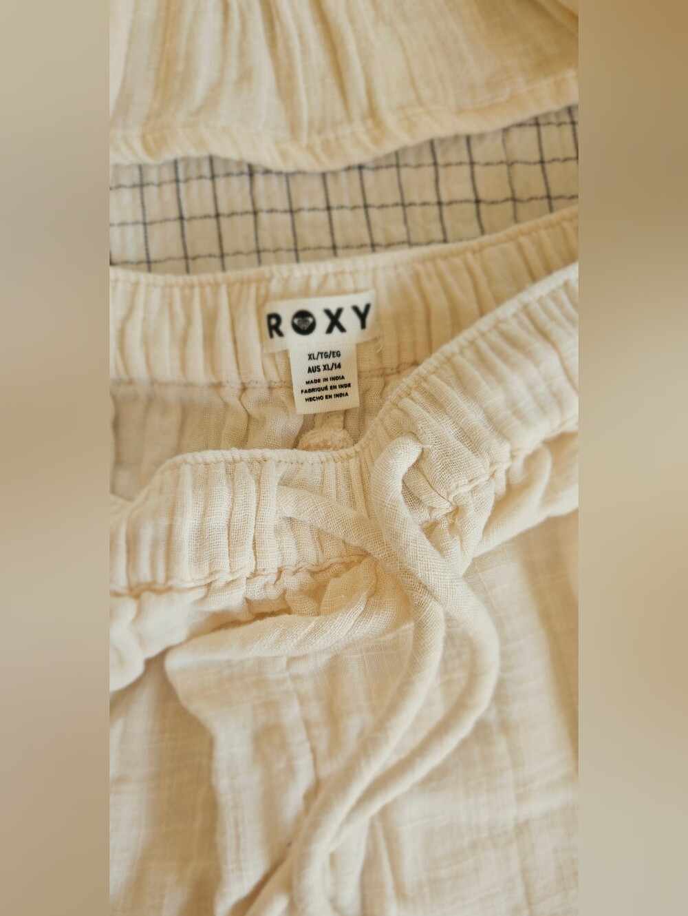 Roxy Cream Two-Piece Ruffled Tank & Drawstring Shorts Set - Picture 4 of 7